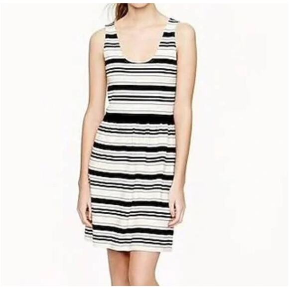 J Crew Black/Ivory Striped‎ Villa Dress Button Back Dress Size Small - Picture 1 of 10